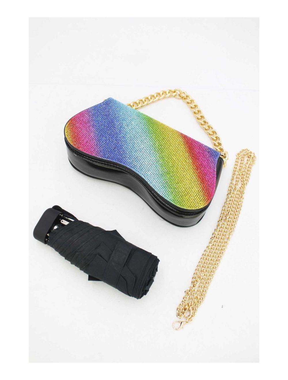 tom&eva Sac Soirée ou Mariage Strass Avec Chaîne 22P-5653-Multi