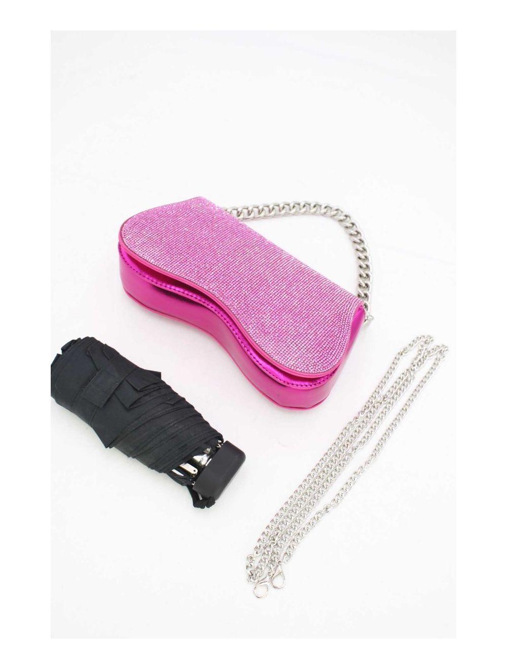 tom&eva Sac Soirée ou Mariage Strass Avec Chaîne 22P-5653-Rose