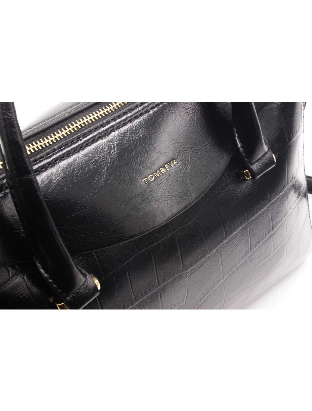 tom&eva Sac Voyage Effet Crocodile Classique-6806-Noir