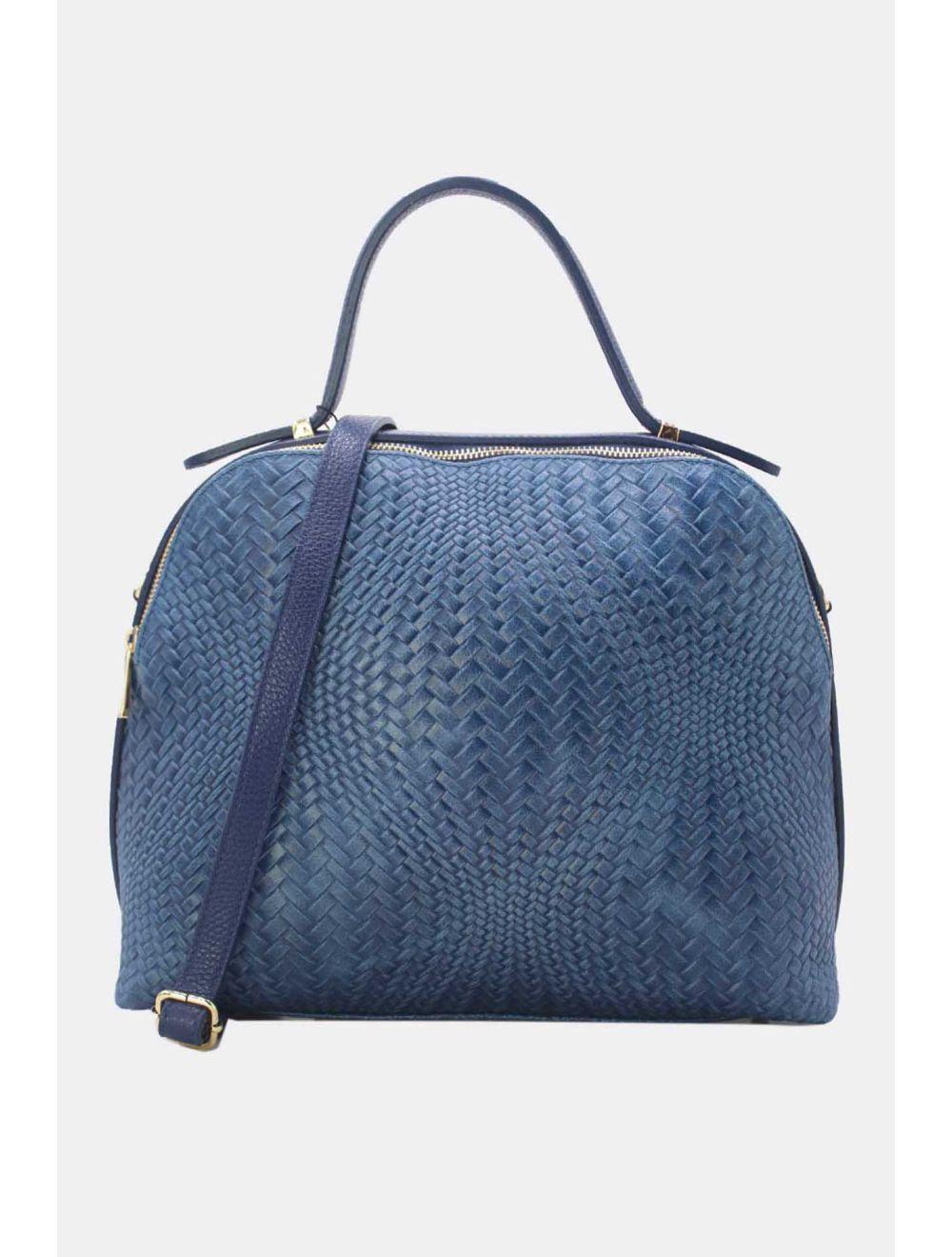 Tom&eva Sac Voyage En Cuir De Vachette Tressé 24C-819-Bleu