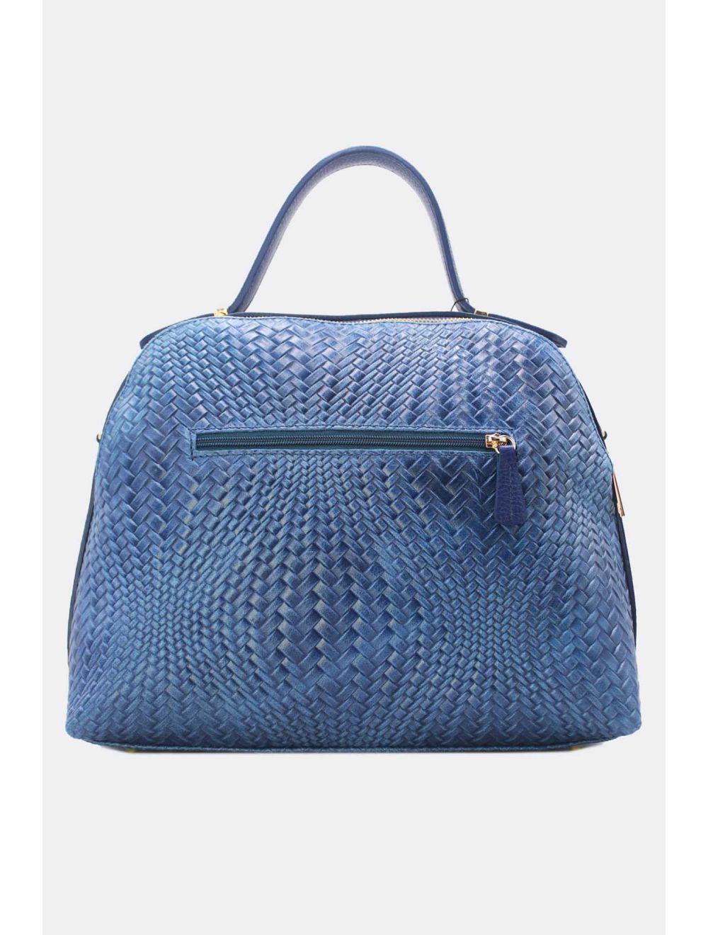 Tom&eva Sac Voyage En Cuir De Vachette Tressé 24C-819-Bleu