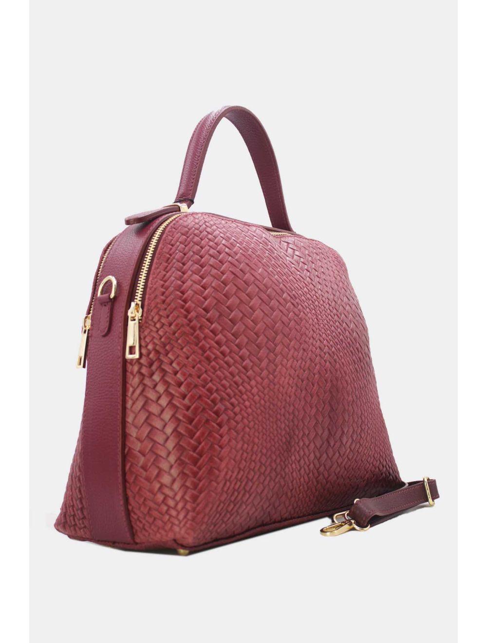 Tom&eva Sac Voyage En Cuir De Vachette Tressé 24C-819-Bordeaux