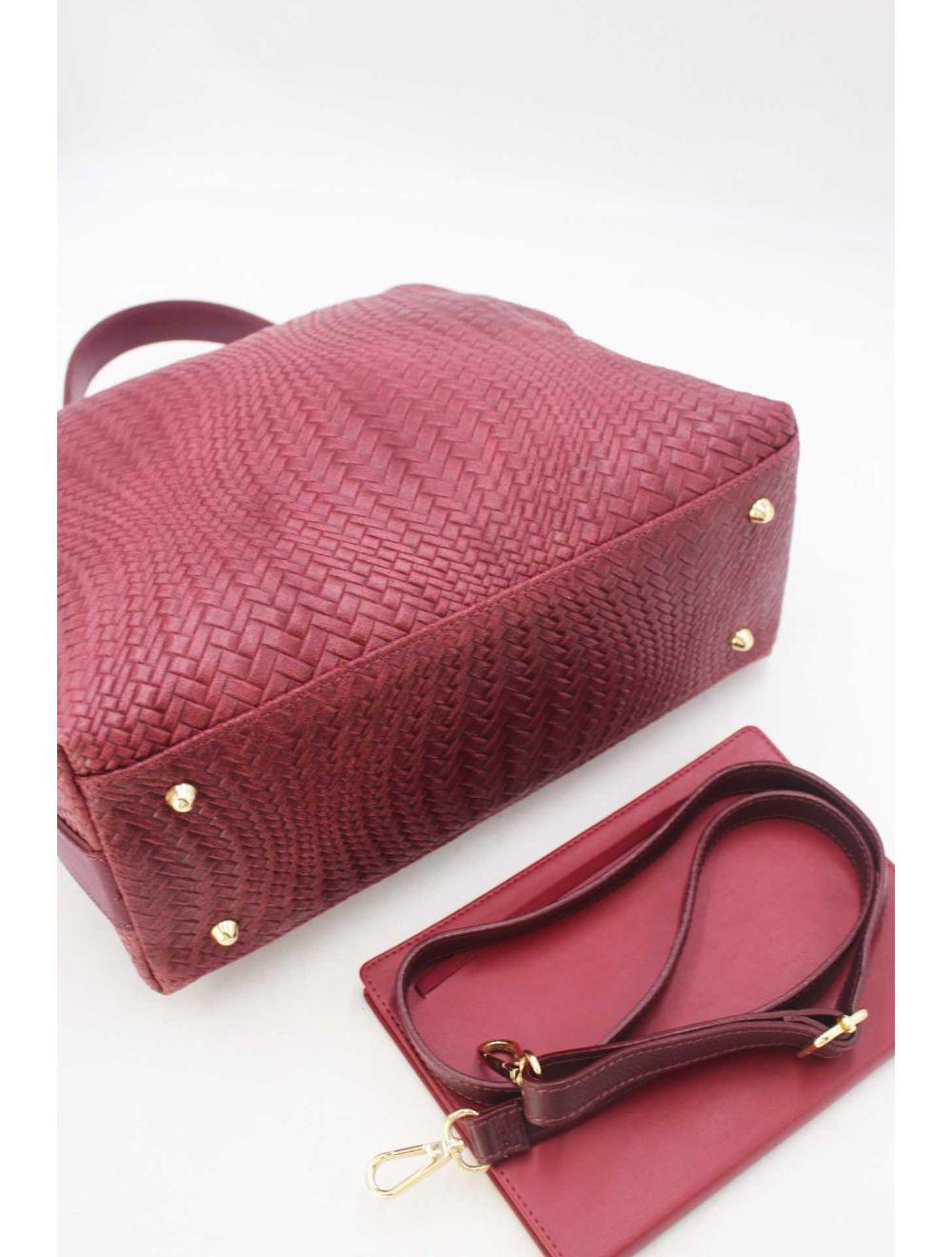 Tom&eva Sac Voyage En Cuir De Vachette Tressé 24C-819-Bordeaux