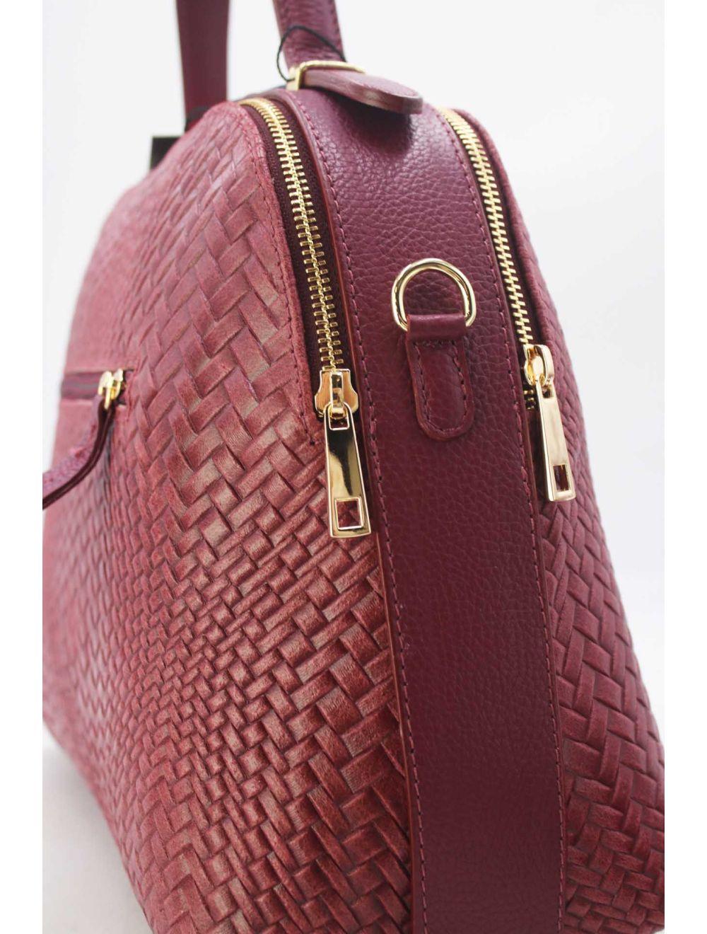 Tom&eva Sac Voyage En Cuir De Vachette Tressé 24C-819-Bordeaux