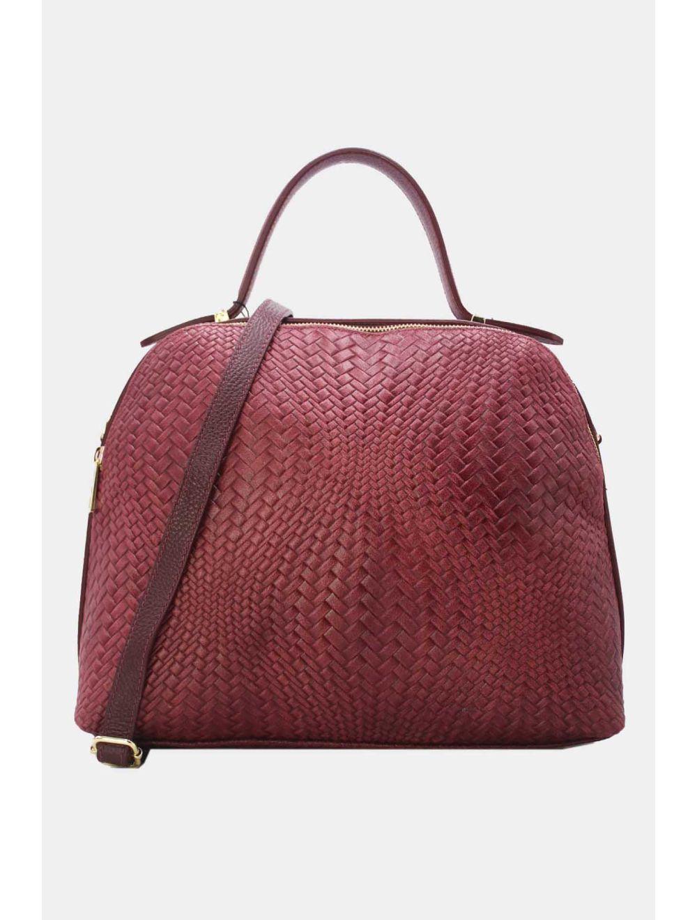 tom&eva Sac Voyage En Cuir de Vachette Tressé 24C-819-Bordeaux