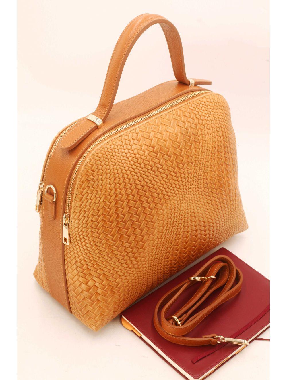 Tom&eva Sac Voyage En Cuir De Vachette Tressé 24C-819-Camel