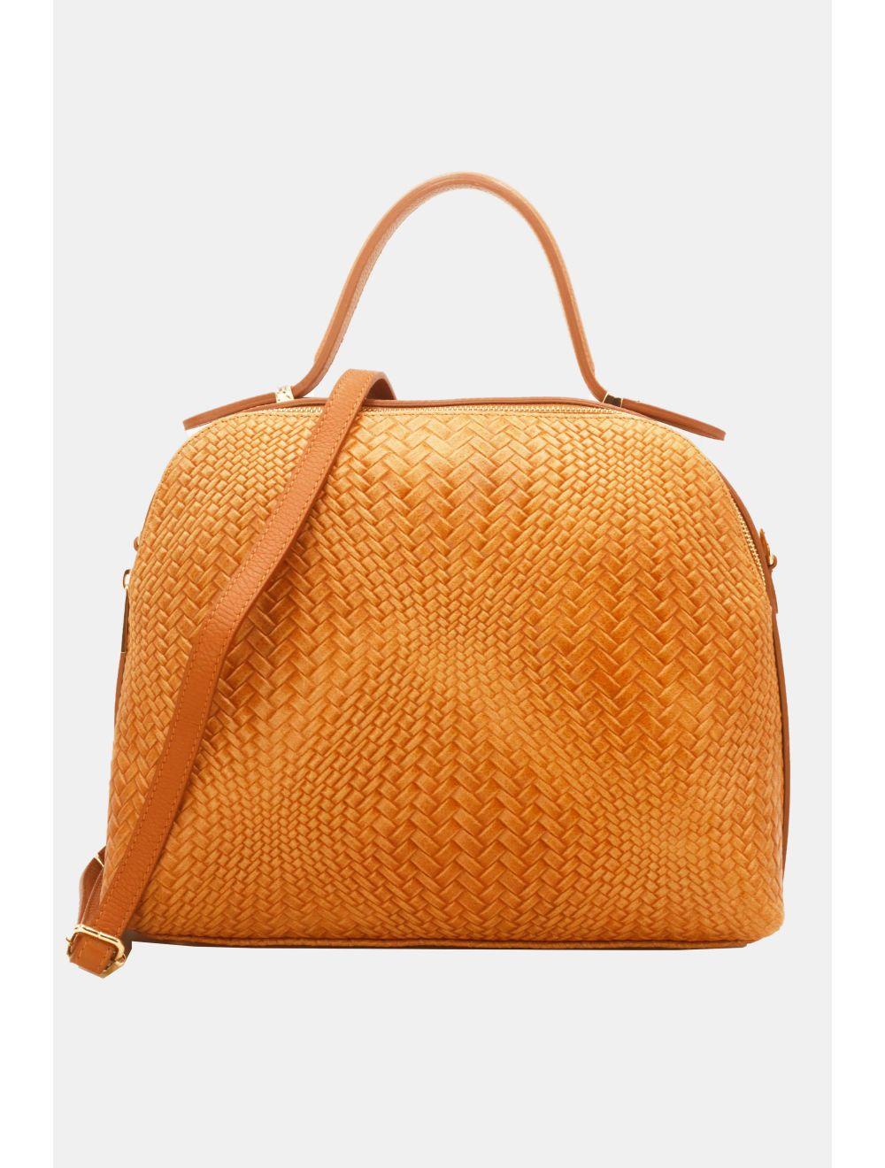 tom&eva Sac Voyage En Cuir de Vachette Tressé 24C-819-Camel