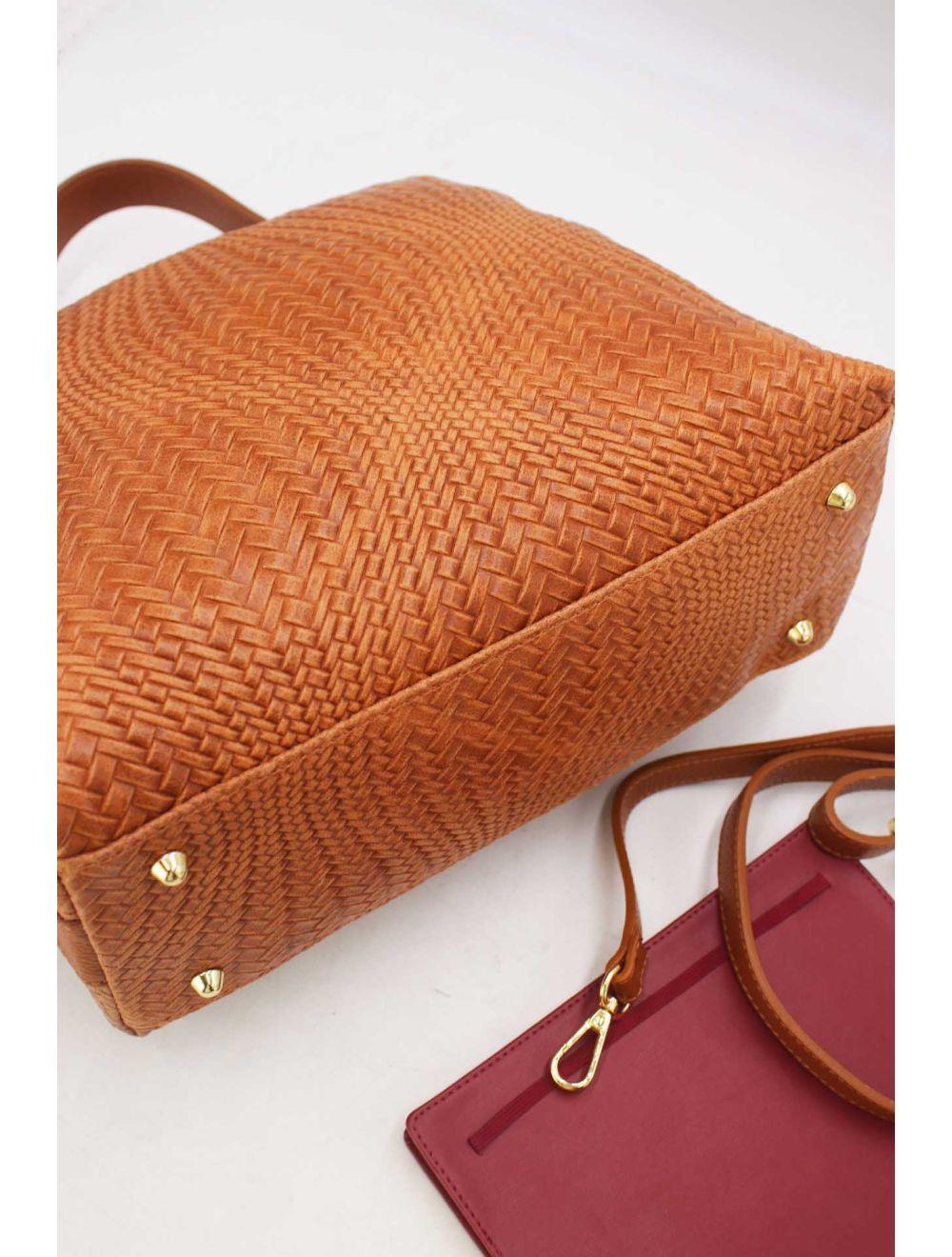 Tom&eva Sac Voyage En Cuir De Vachette Tressé 24C-819-Marron
