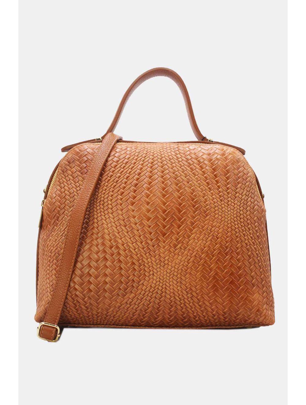 tom&eva Sac Voyage En Cuir de Vachette Tressé 24C-819-Marron