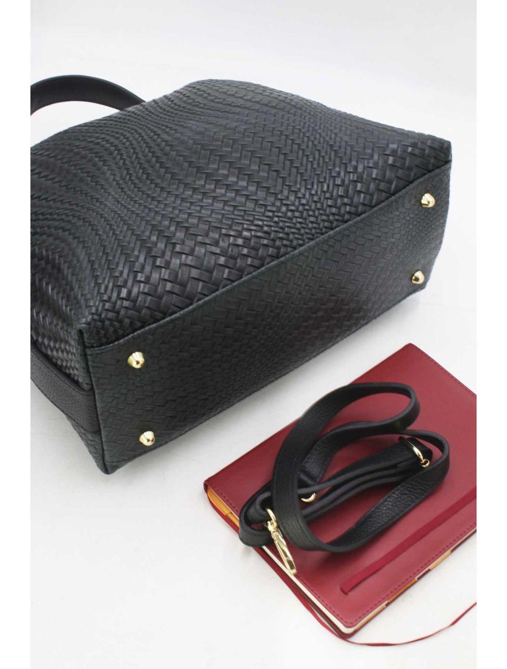 Tom&eva Sac Voyage En Cuir De Vachette Tressé 24C-819-Nero