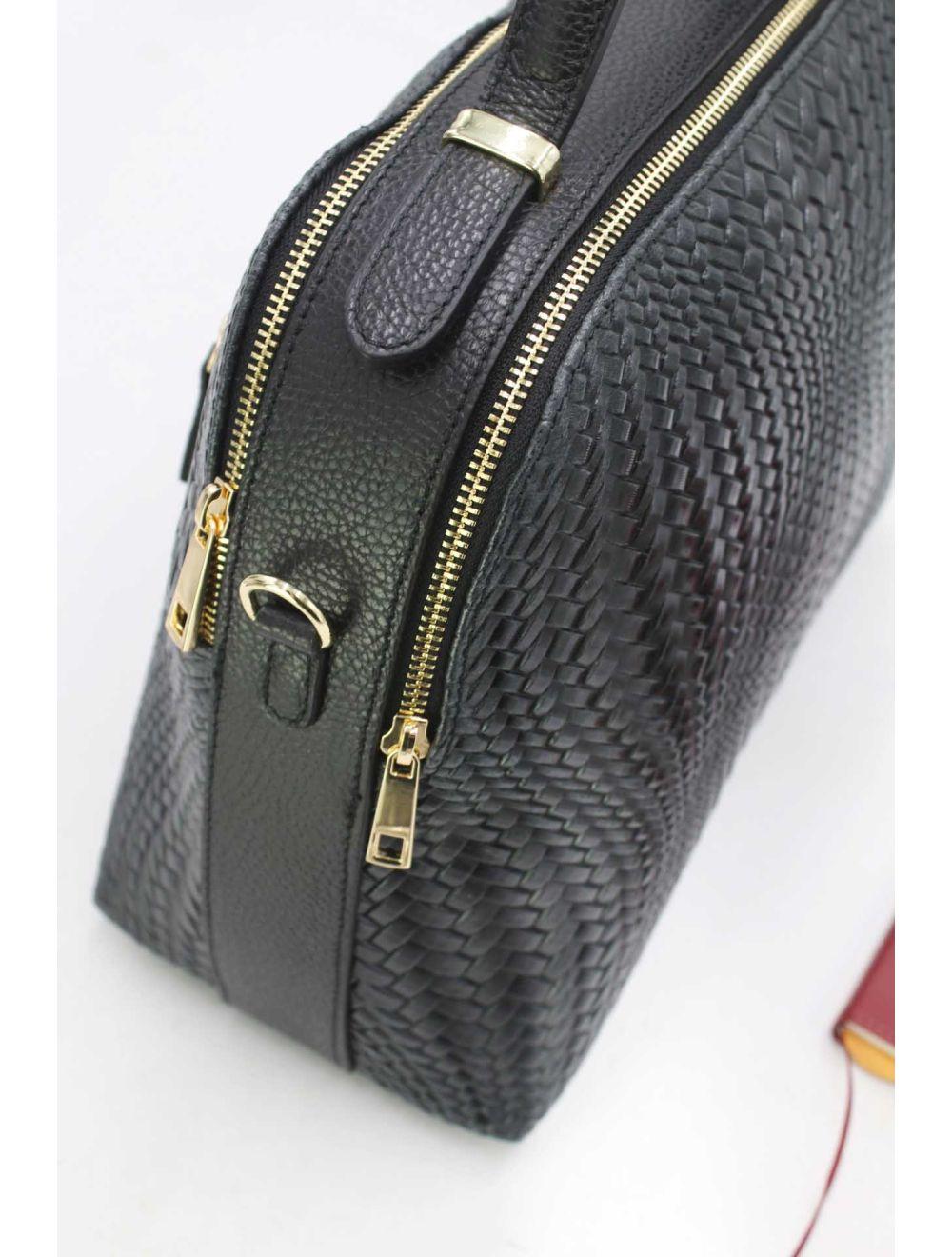 tom&eva Sac Voyage En Cuir de Vachette Tressé 24C-819-Nero