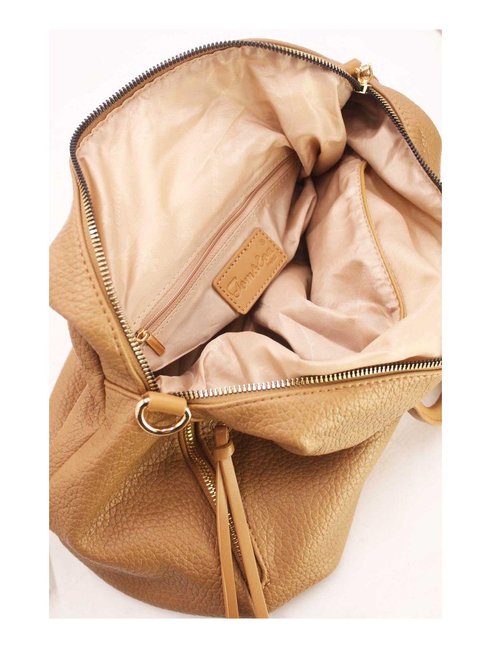 tom&eva Sac Weekend Cuir Grainé Multi Usage 23B-5785-Taupe