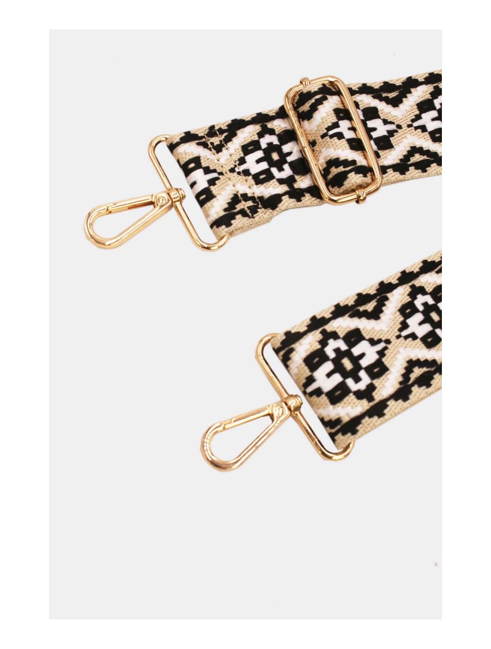 Tom&eva Sangle Bandoulière En Toile Coton 23GS-5752-Black/Beige