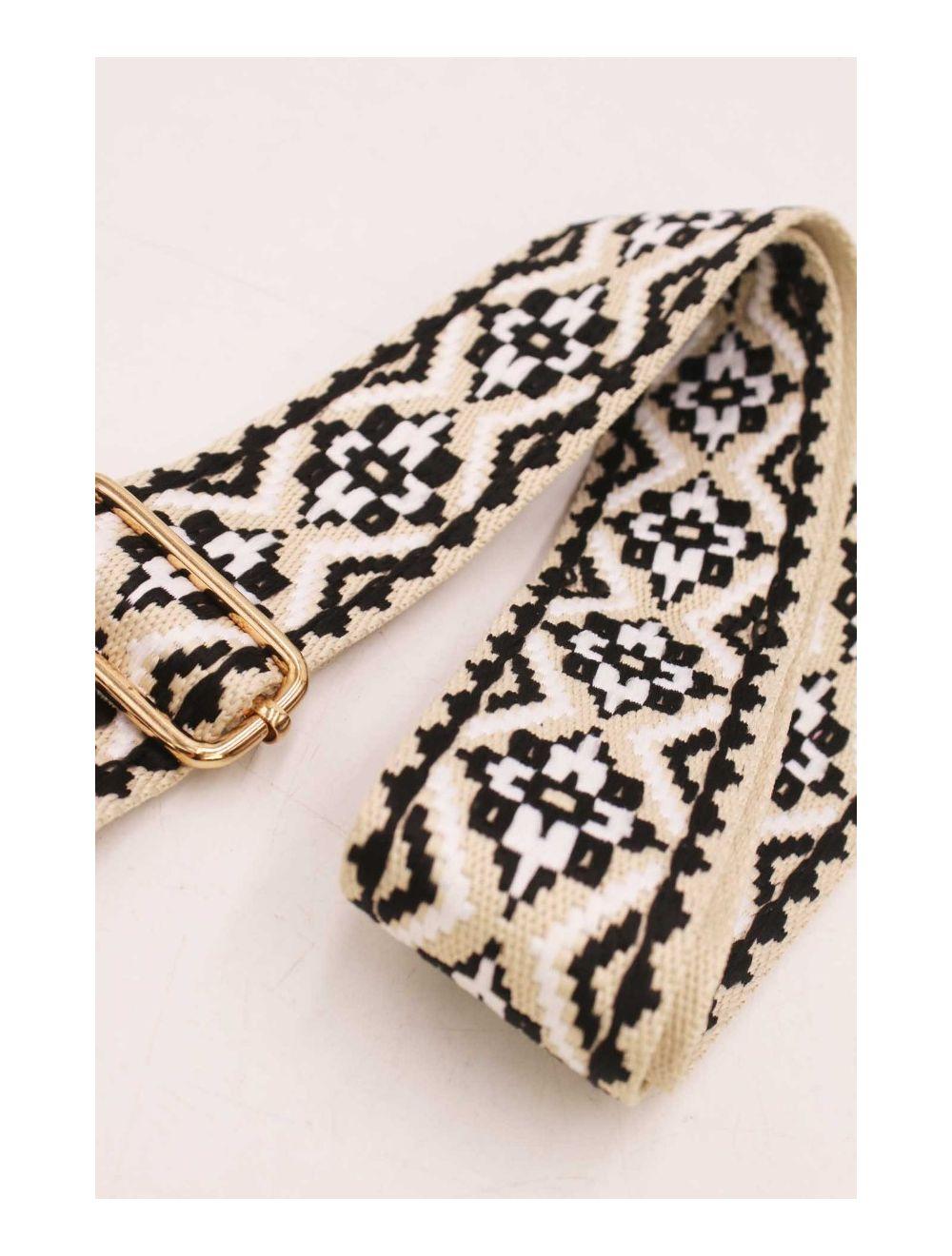 tom&eva Sangle Bandoulière en Toile Coton 23GS-5752-Black/Beige