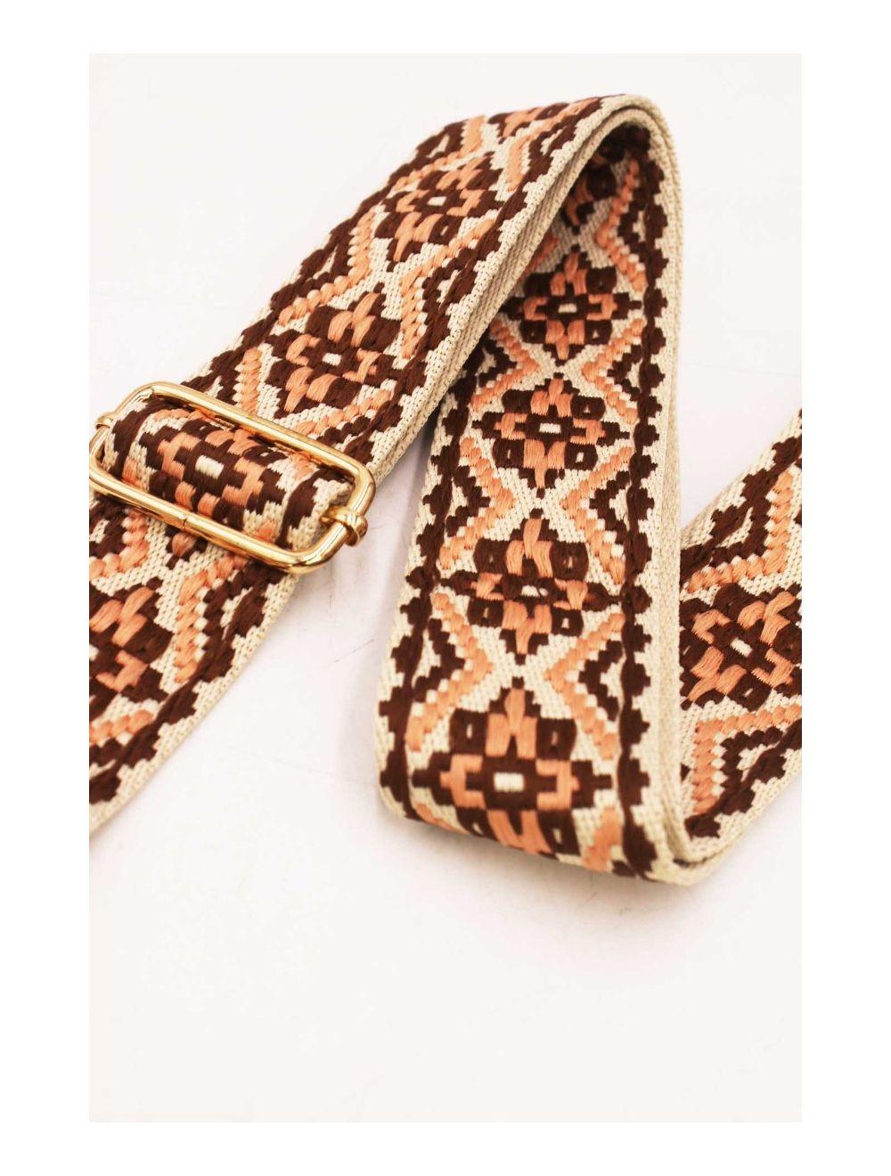 tom&eva Sangle Bandoulière en Toile Coton 23GS-5752-Brown/Beige