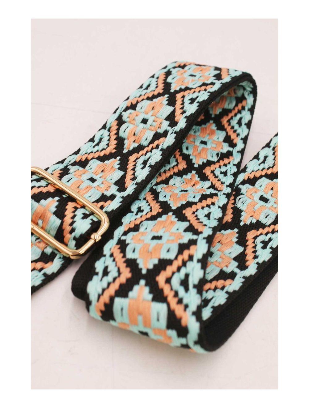 tom&eva Sangle Bandoulière en Toile Coton 23GS-5752-L.Blue/Black