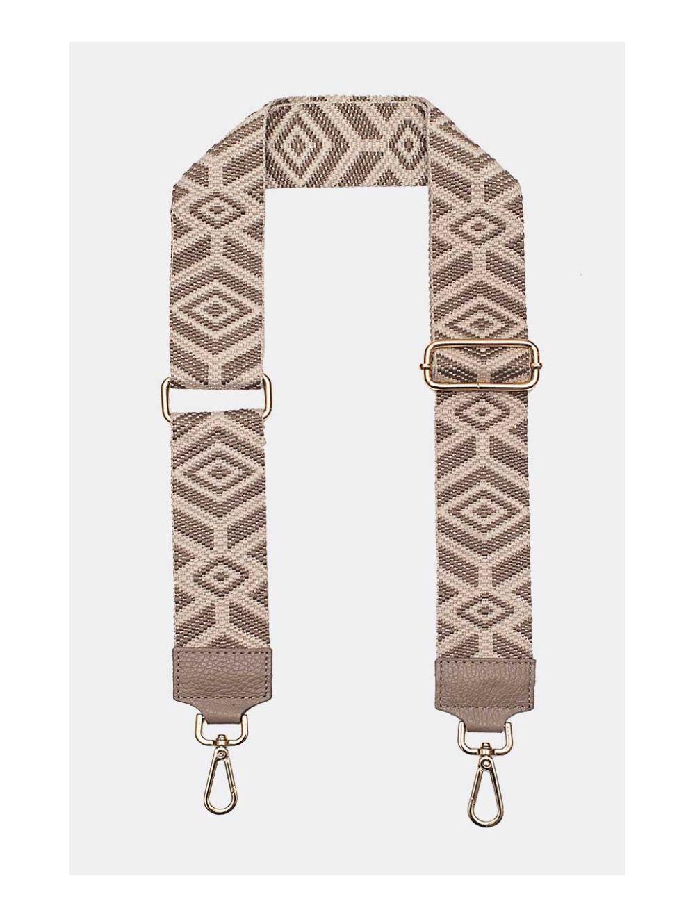 Tom&eva Sangle Bandoulière En Toile Coton Garnie En Cuir Vachette Grainé-ARTEMIS 9003-taupe