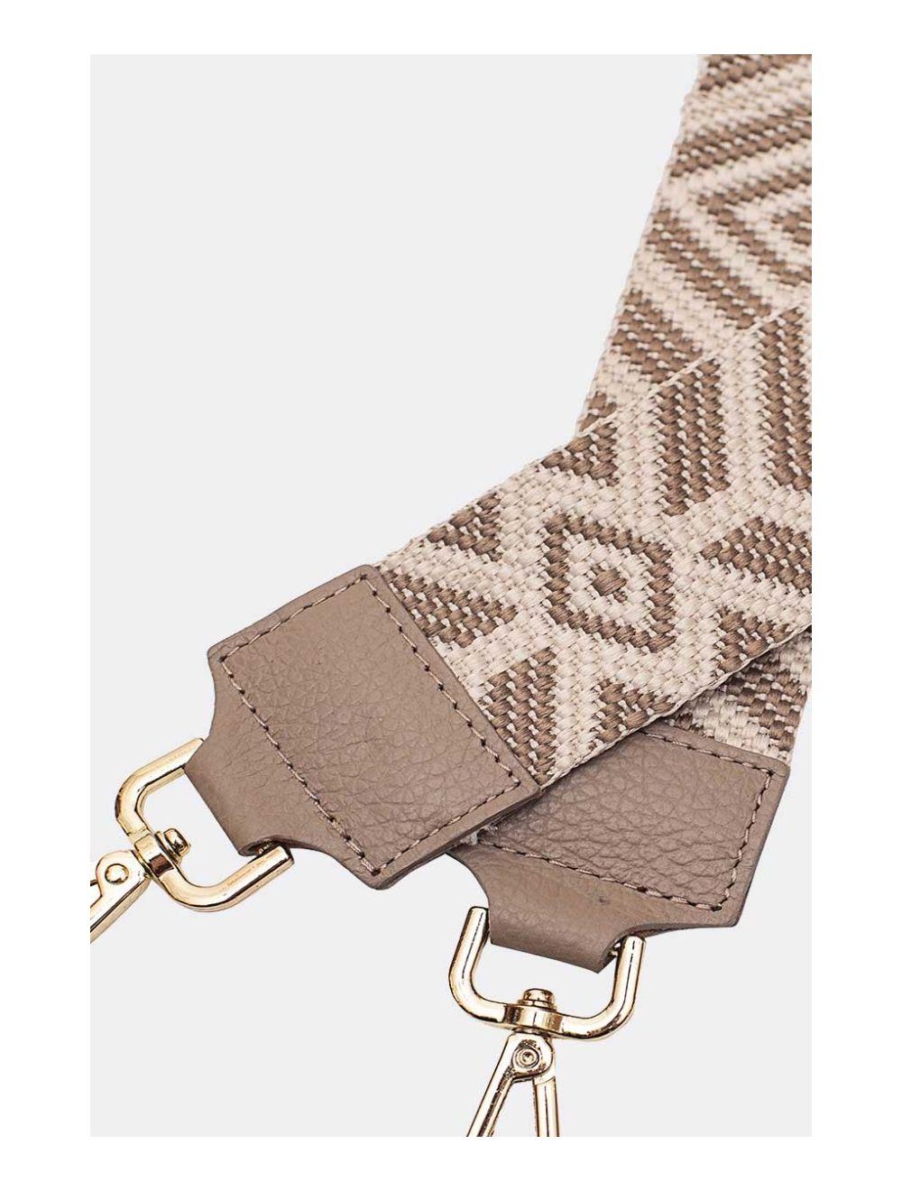 Tom&eva Sangle Bandoulière En Toile Coton Garnie En Cuir Vachette Grainé-ARTEMIS 9003-taupe