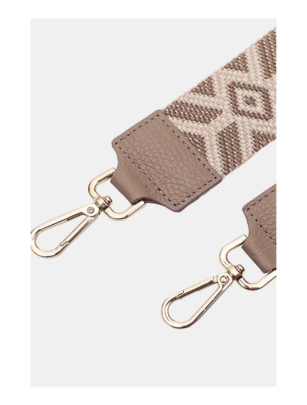 tom&eva Sangle Bandoulière en Toile Coton Garnie en Cuir Vachette Grainé-ARTEMIS 9003-taupe