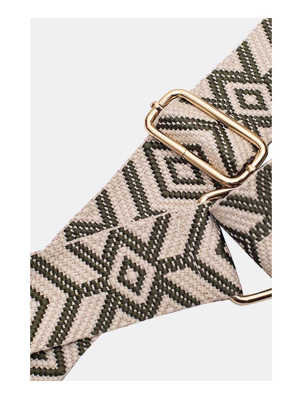 tom&eva Sangle Bandoulière en Toile Coton Garnie en Cuir Vachette Grainé-ARTEMIS 9003-Khaki