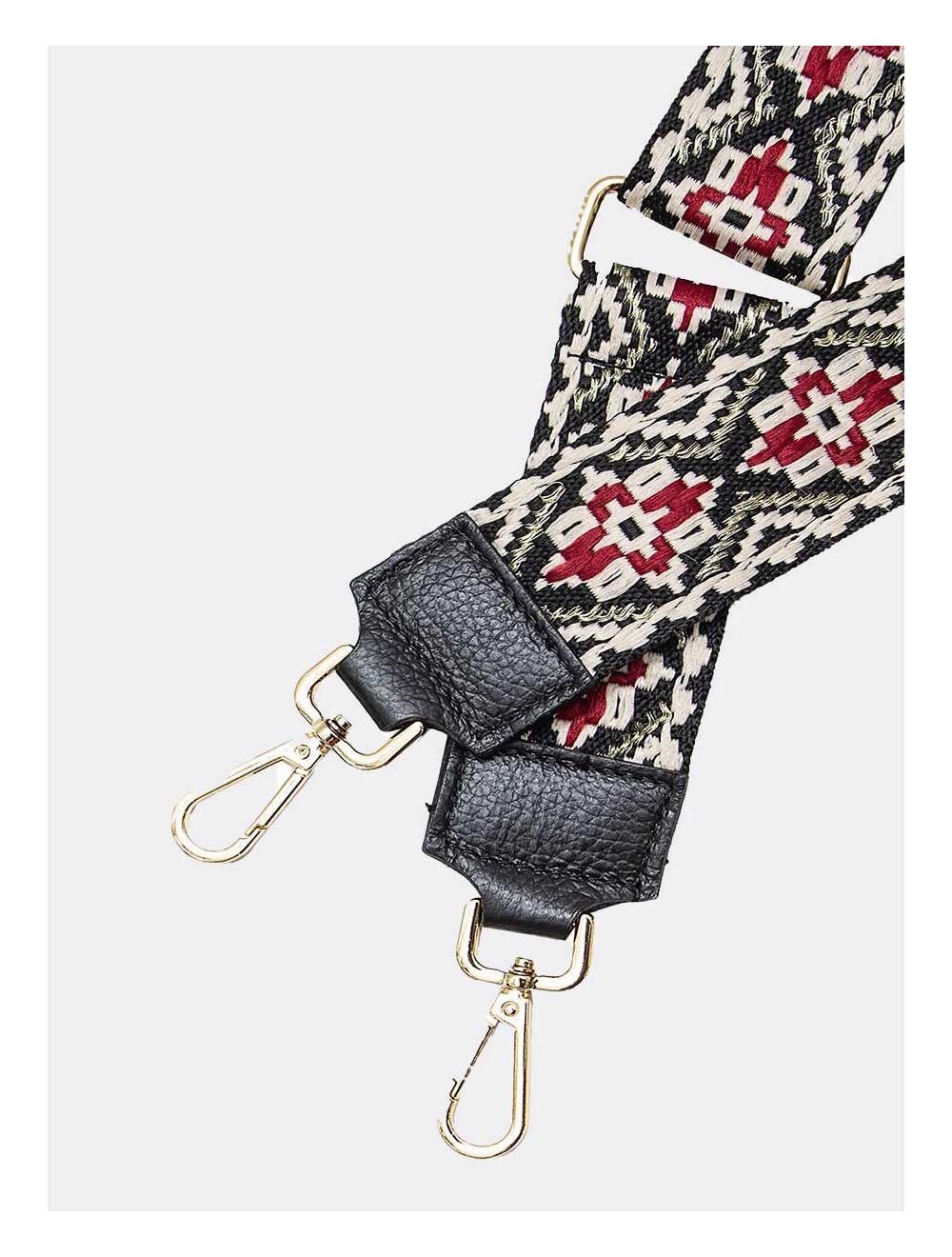 Tom&eva Sangle Bandoulière En Toile Coton Garnie En Cuir Vachette Grainé-CLOTHILDE 9000-BORDEAUX