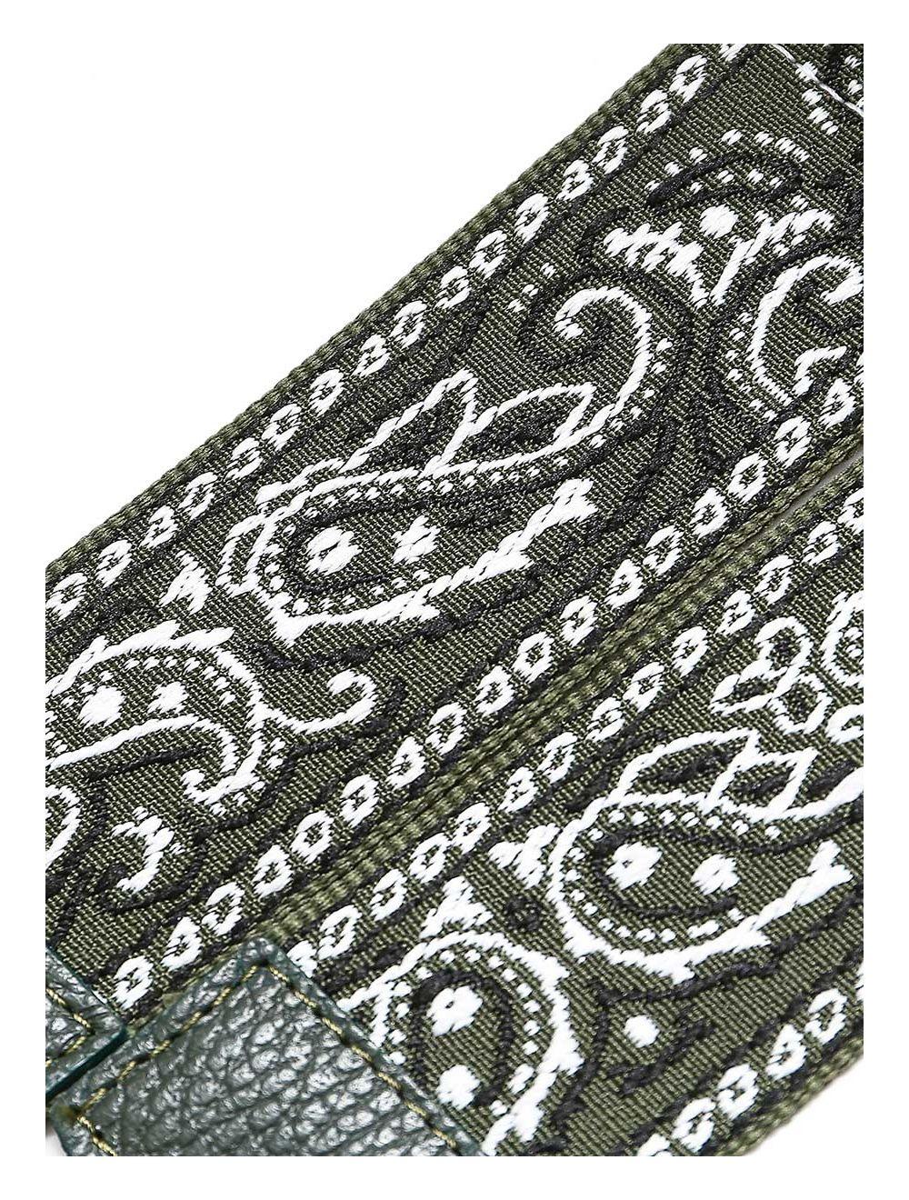 Tom&eva Sangle Bandoulière En Toile Coton Garnie En Cuir Vachette Grainé-GLORIA 9002-KAKI