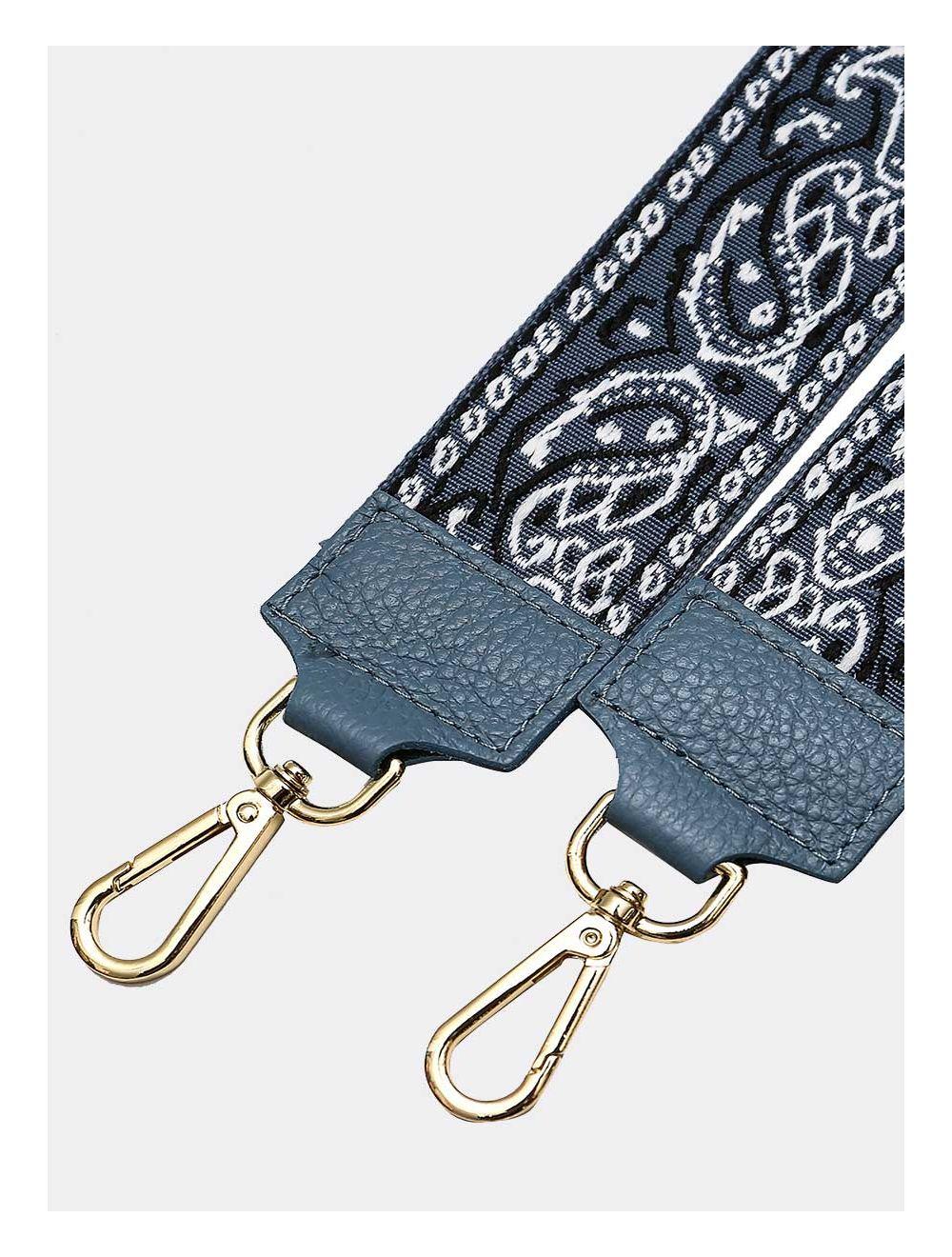 Tom&eva Sangle Bandoulière En Toile Coton Garnie En Cuir Vachette Grainé-GLORIA 9002-JEAN