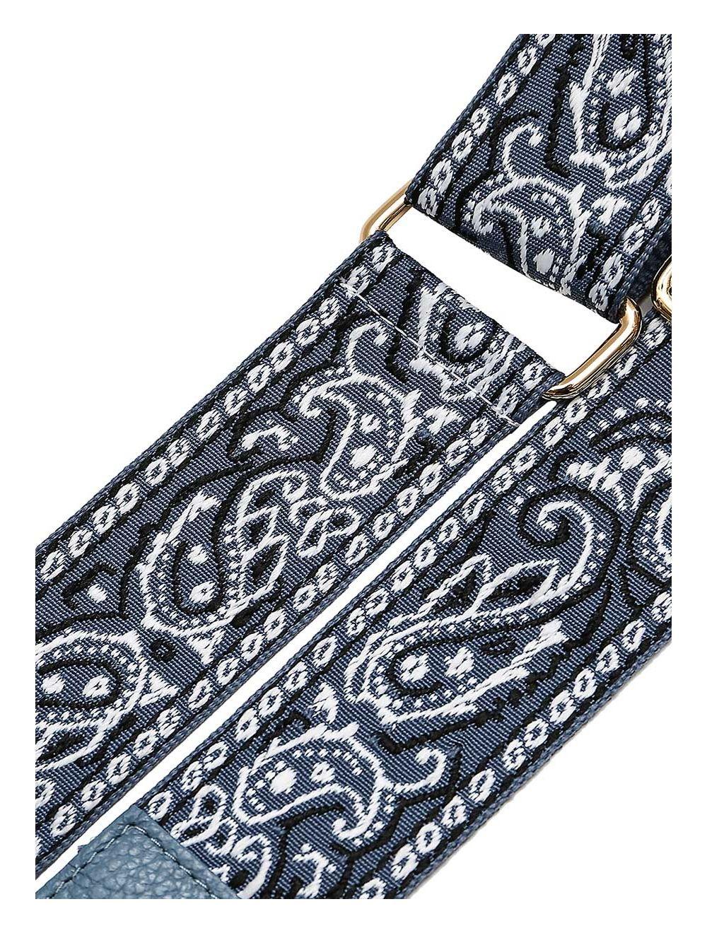 Tom&eva Sangle Bandoulière En Toile Coton Garnie En Cuir Vachette Grainé-GLORIA 9002-JEAN