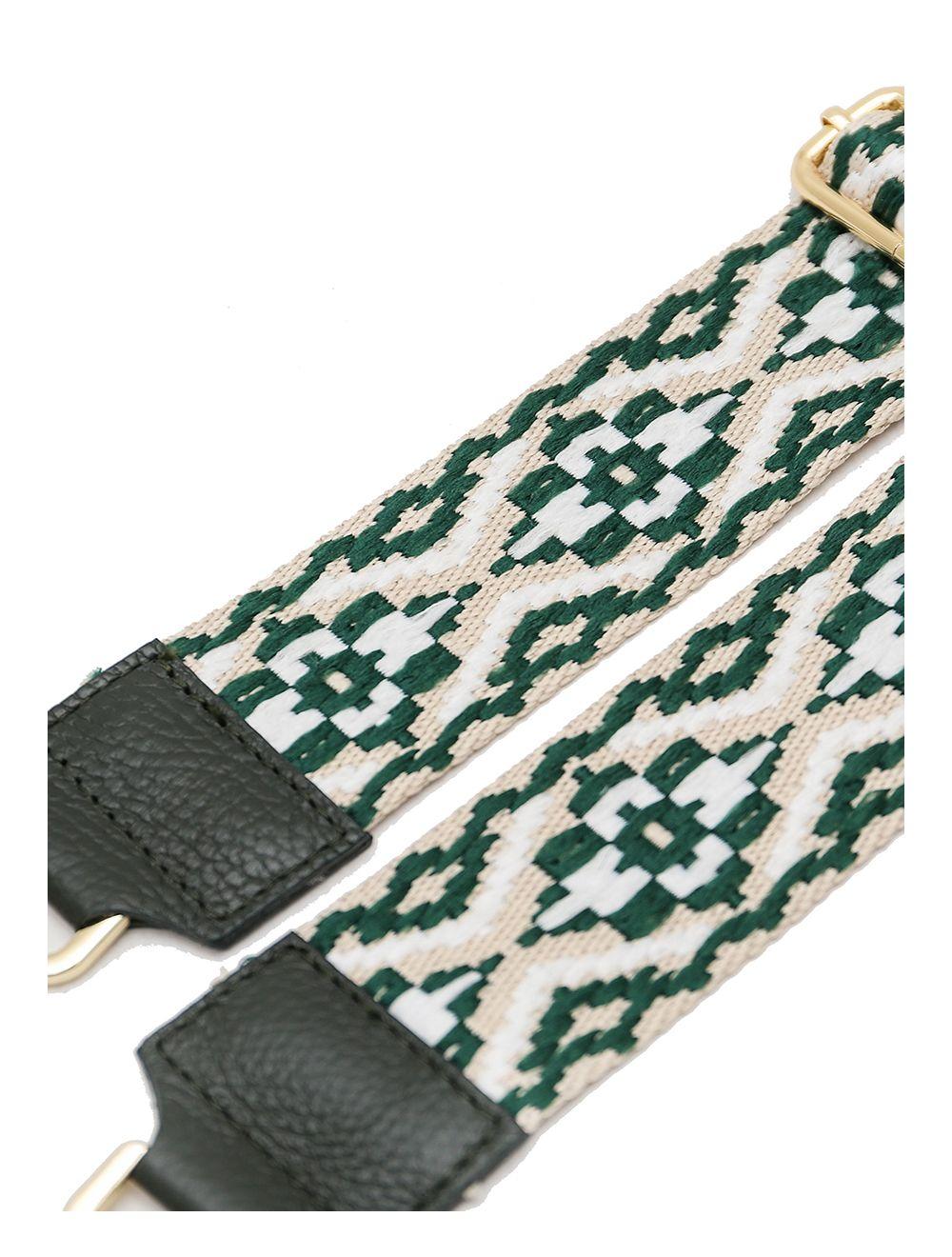 Tom&eva Sangle Bandoulière En Toile Coton Garnie En Cuir Vachette Grainé-CLOTHILDE 9000-VERT