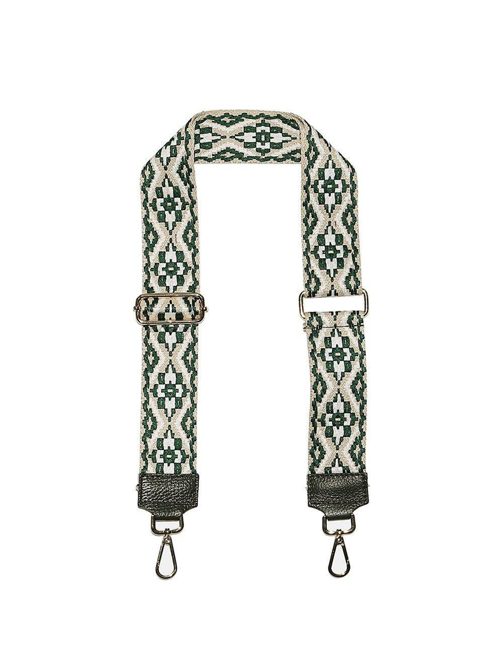 tom&eva Sangle Bandoulière en Toile Coton Garnie en Cuir Vachette Grainé-CLOTHILDE 9000-VERT