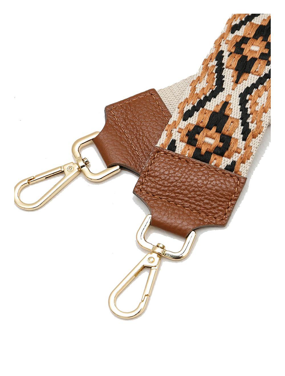 Tom&eva Sangle Bandoulière En Toile Coton Garnie En Cuir Vachette Grainé-CLOTHILDE 9000-CAMEL