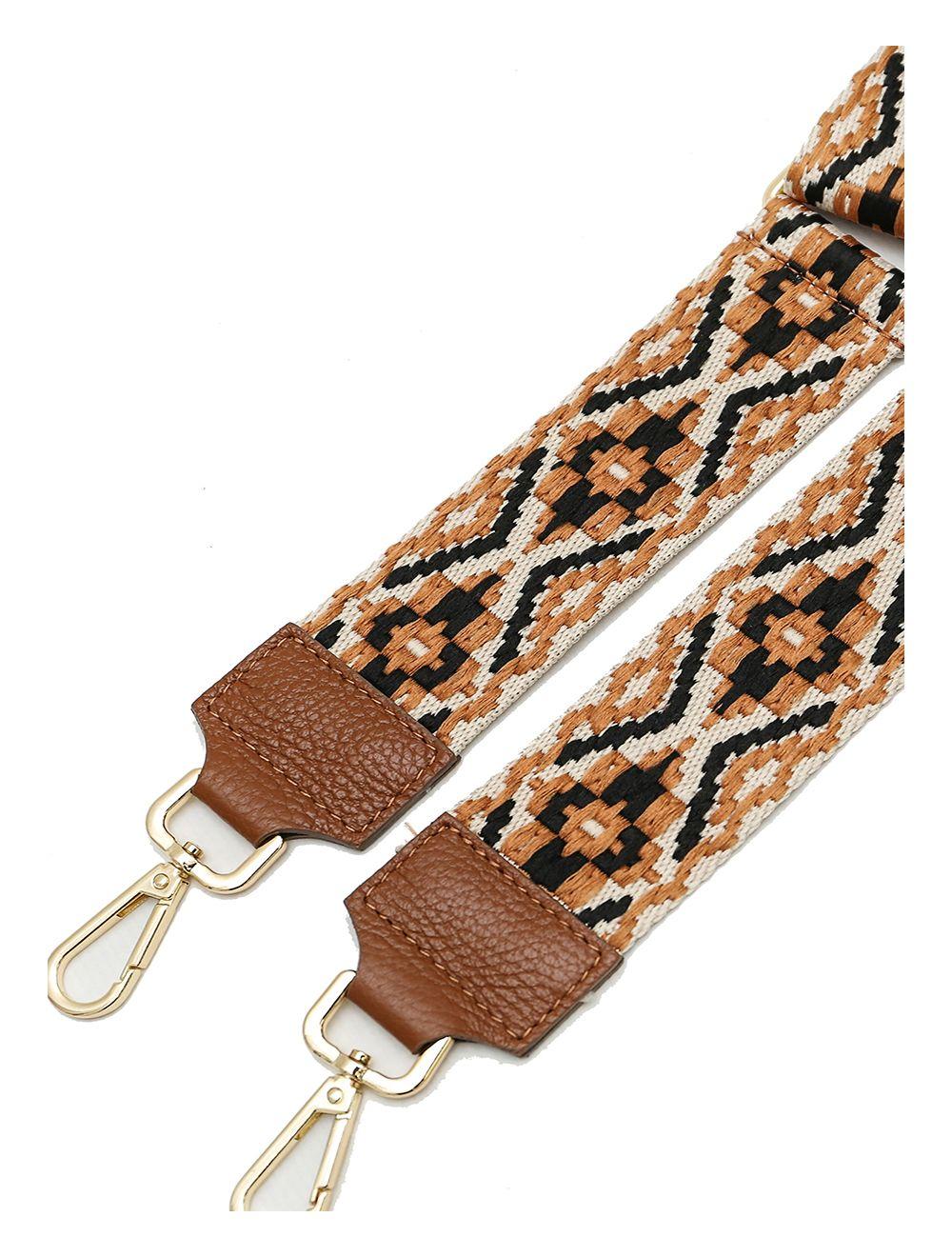 Tom&eva Sangle Bandoulière En Toile Coton Garnie En Cuir Vachette Grainé-CLOTHILDE 9000-CAMEL