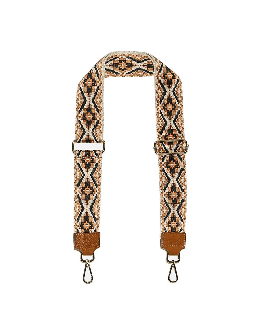 tom&eva Sangle Bandoulière en Toile Coton Garnie en Cuir Vachette Grainé-CLOTHILDE 9000-CAMEL