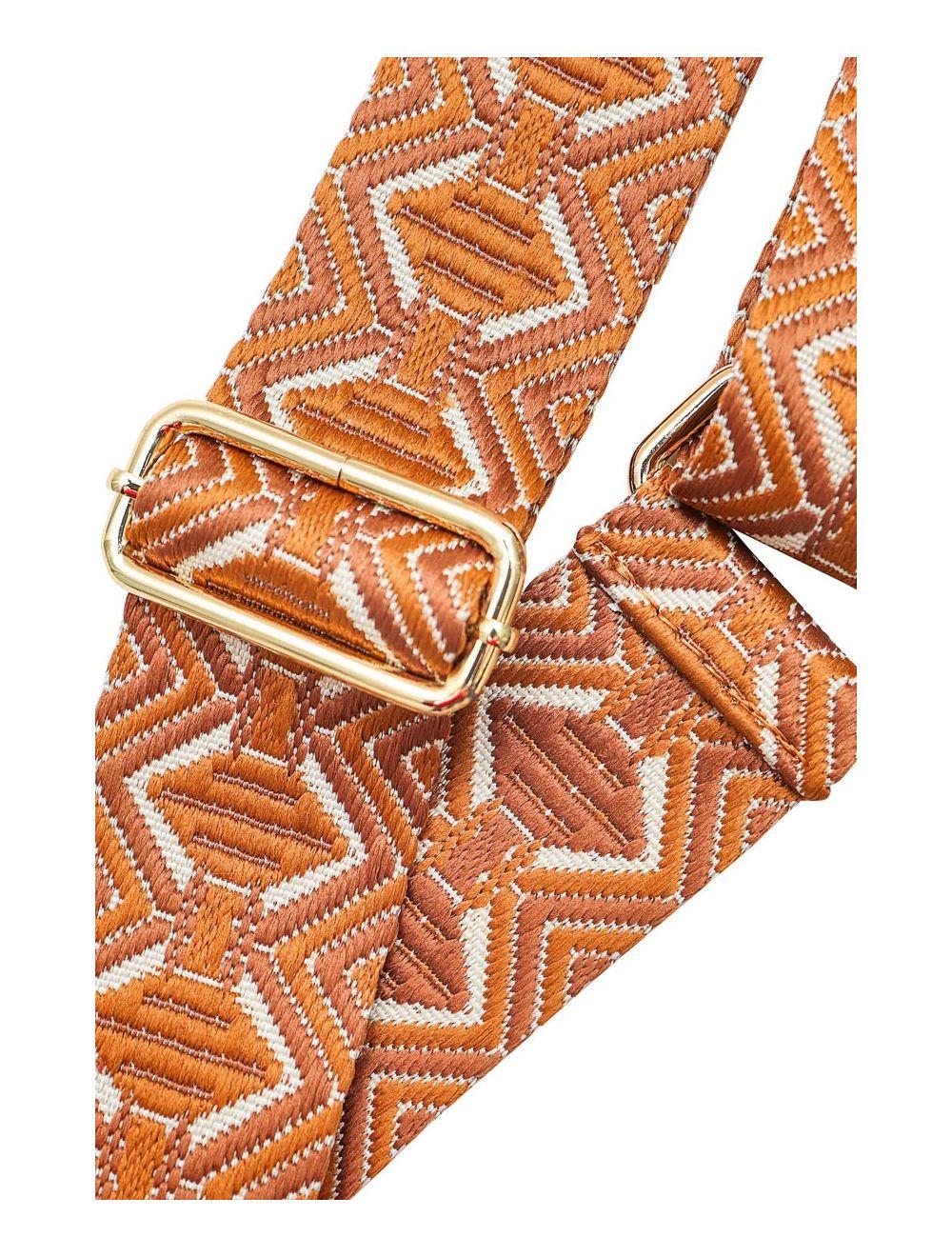 Tom&eva Sangle Bandoulière En Toile Coton Garnie En Cuir Vachette Grainé-9009 LEVANA-Camel