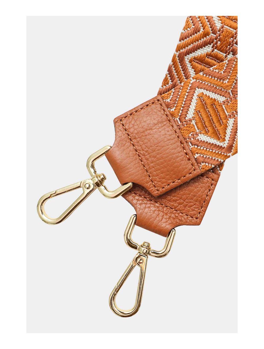 tom&eva Sangle Bandoulière en Toile Coton Garnie en Cuir Vachette Grainé-9009 LEVANA-Camel