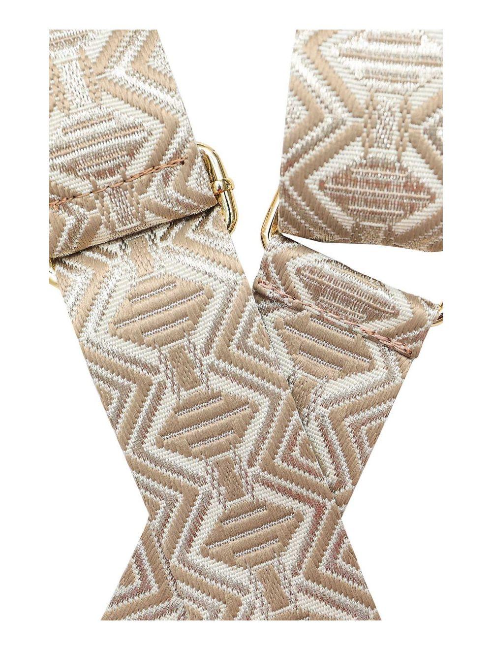 tom&eva Sangle Bandoulière en Toile Coton Garnie en Cuir Vachette Grainé-9009 LEVANA-Taupe