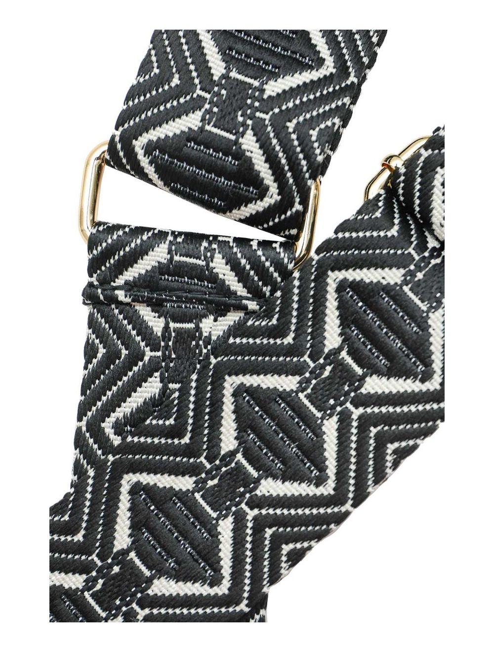 Tom&eva Sangle Bandoulière En Toile Coton Garnie En Cuir Vachette Grainé-9009 LEVANA-Noir