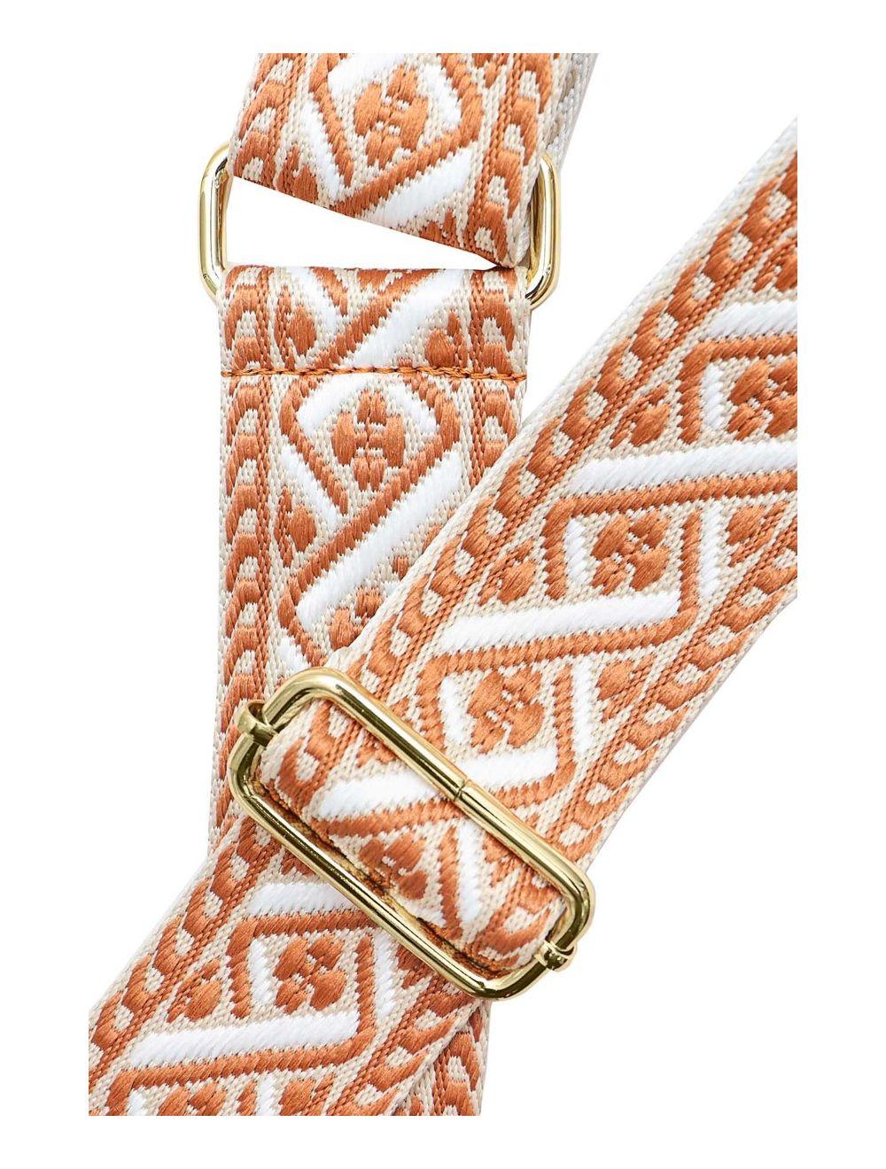 tom&eva Sangle Bandoulière en Toile Coton Garnie en Cuir Vachette Grainé-9008 FLORIANE-Camel