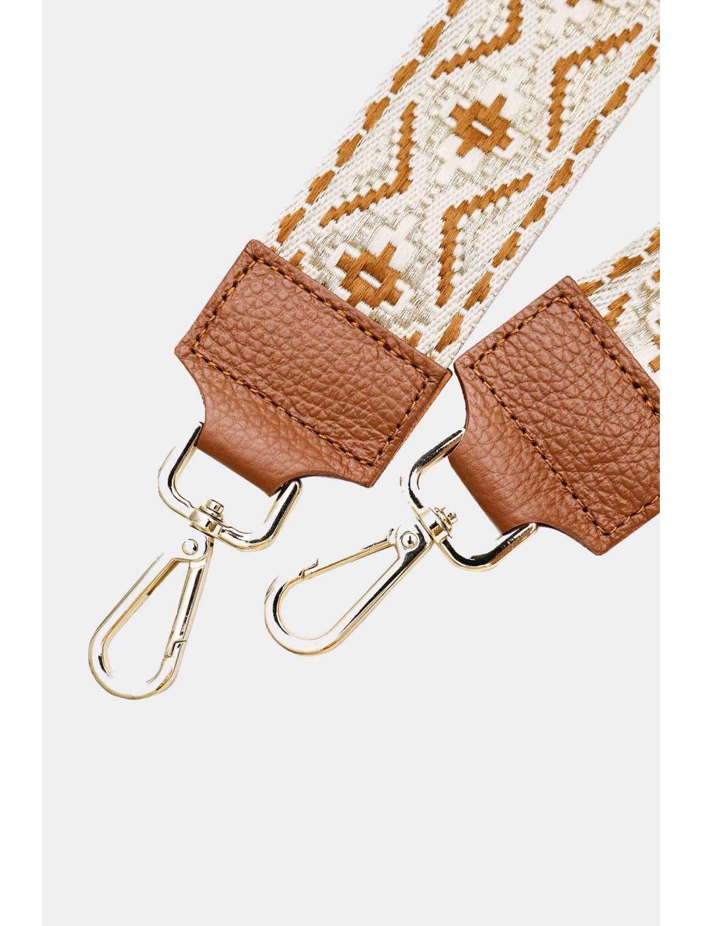 Tom&eva Sangle Bandoulière En Toile Coton Garnie En Cuir Vachette Grainé-CLOTHILDE 9000-CAMEL/DORE