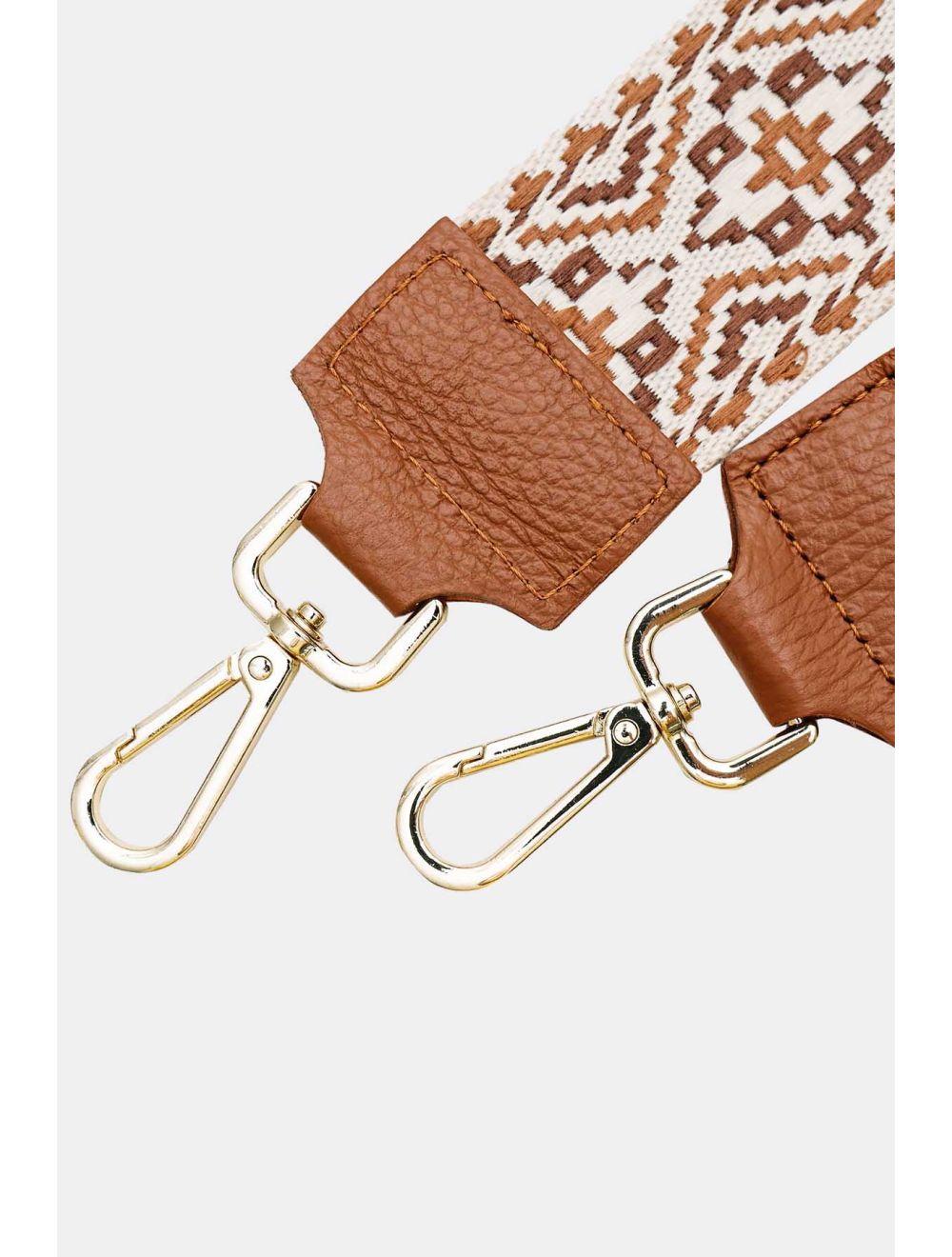 Tom&eva Sangle Bandoulière En Toile Coton Garnie En Cuir Vachette Grainé-CLOTHILDE 9000-MARRON/CAMEL