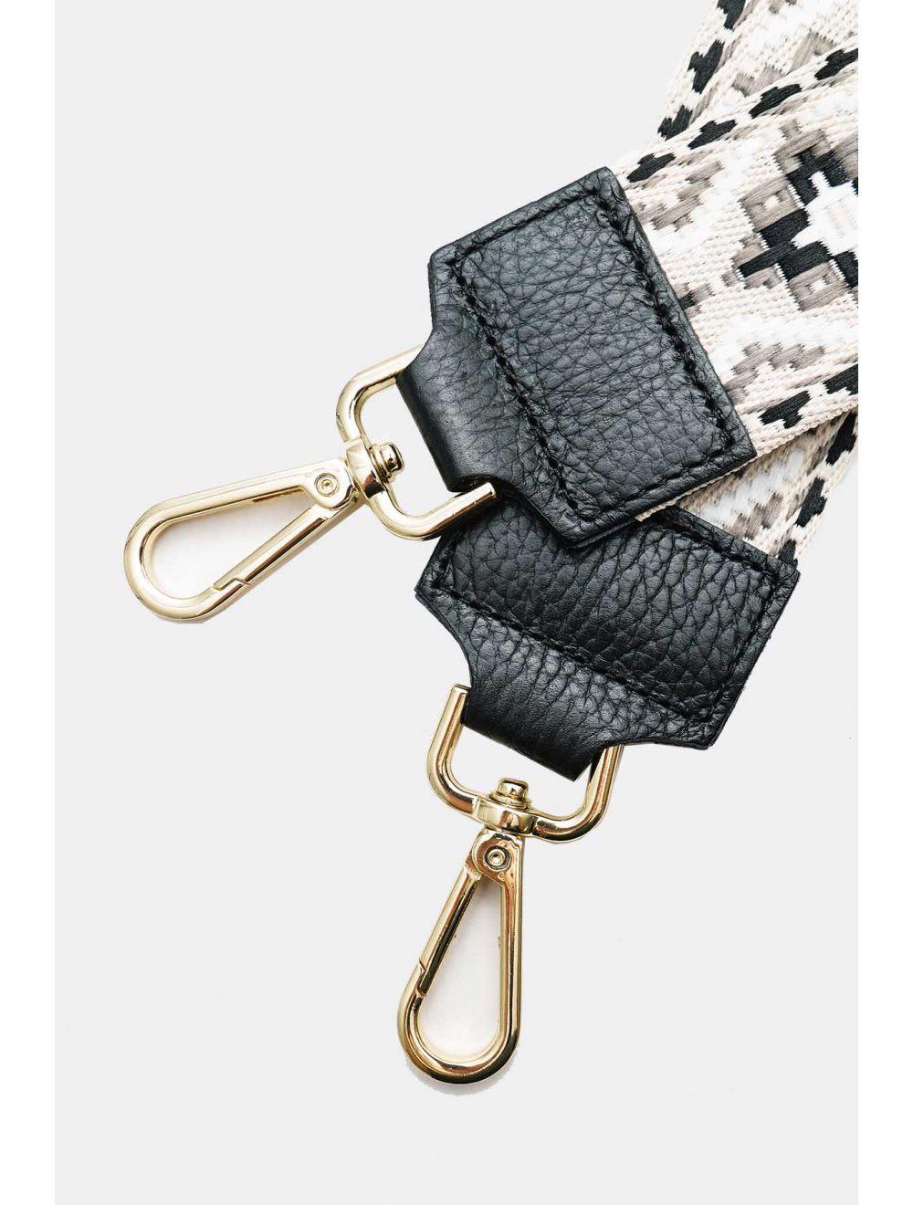 Tom&eva Sangle Bandoulière En Toile Coton Garnie En Cuir Vachette Grainé-CLOTHILDE 9000-NOIR/GRIS