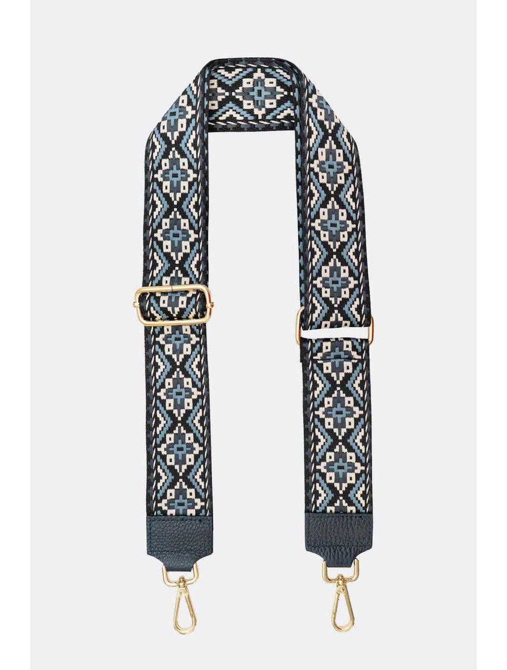 Tom&eva Sangle Bandoulière En Toile Coton Garnie En Cuir Vachette Grainé-CLOTHILDE 9000-MARINE/JEAN