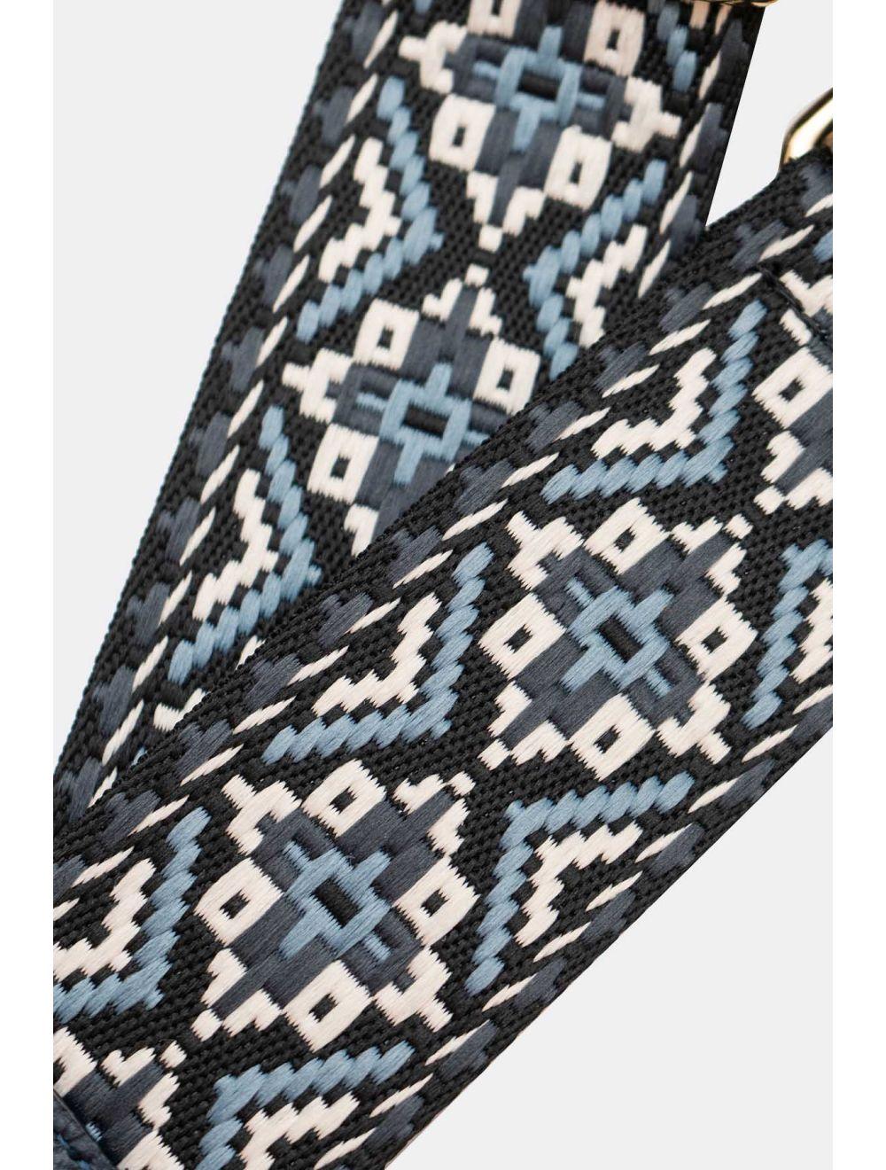 Tom&eva Sangle Bandoulière En Toile Coton Garnie En Cuir Vachette Grainé-CLOTHILDE 9000-MARINE/JEAN