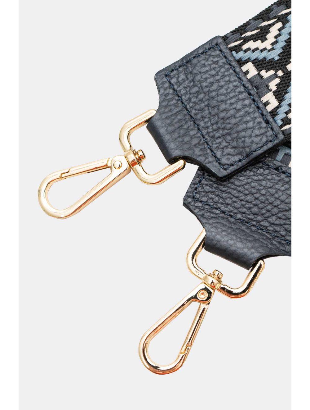 Tom&eva Sangle Bandoulière En Toile Coton Garnie En Cuir Vachette Grainé-CLOTHILDE 9000-MARINE/JEAN