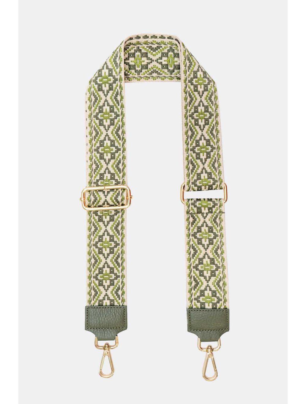 Tom&eva Sangle Bandoulière En Toile Coton Garnie En Cuir Vachette Grainé-CLOTHILDE 9000-KAKI