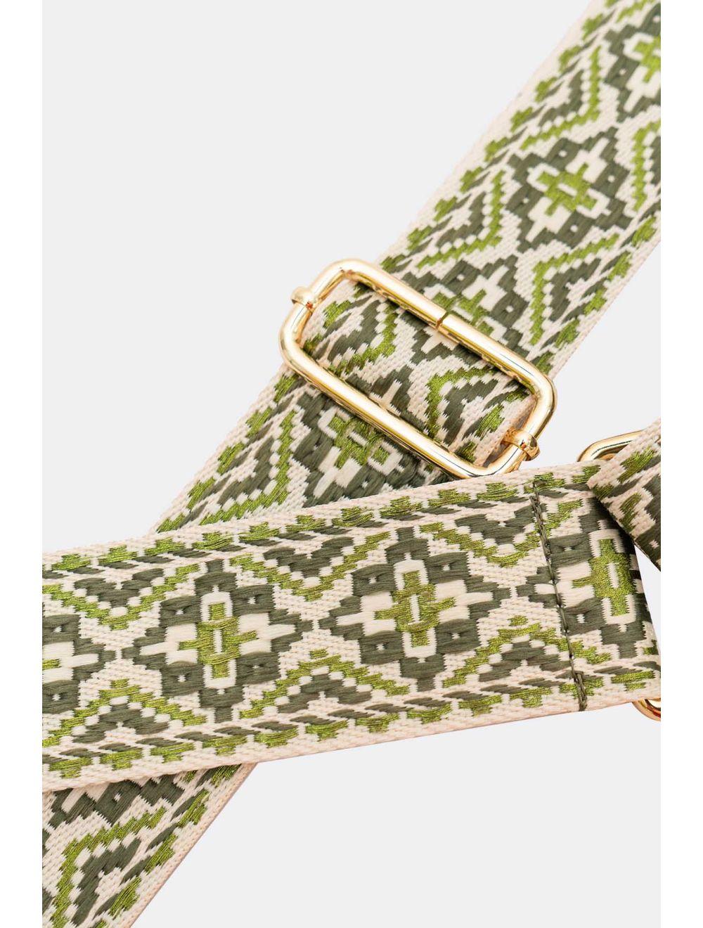 Tom&eva Sangle Bandoulière En Toile Coton Garnie En Cuir Vachette Grainé-CLOTHILDE 9000-KAKI