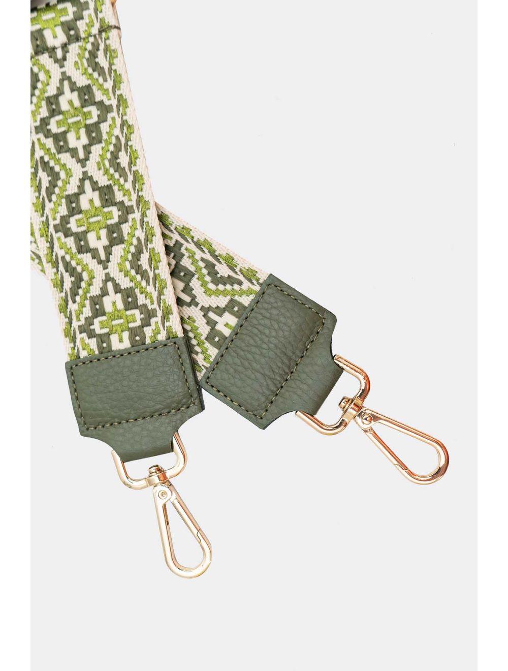 Tom&eva Sangle Bandoulière En Toile Coton Garnie En Cuir Vachette Grainé-CLOTHILDE 9000-KAKI