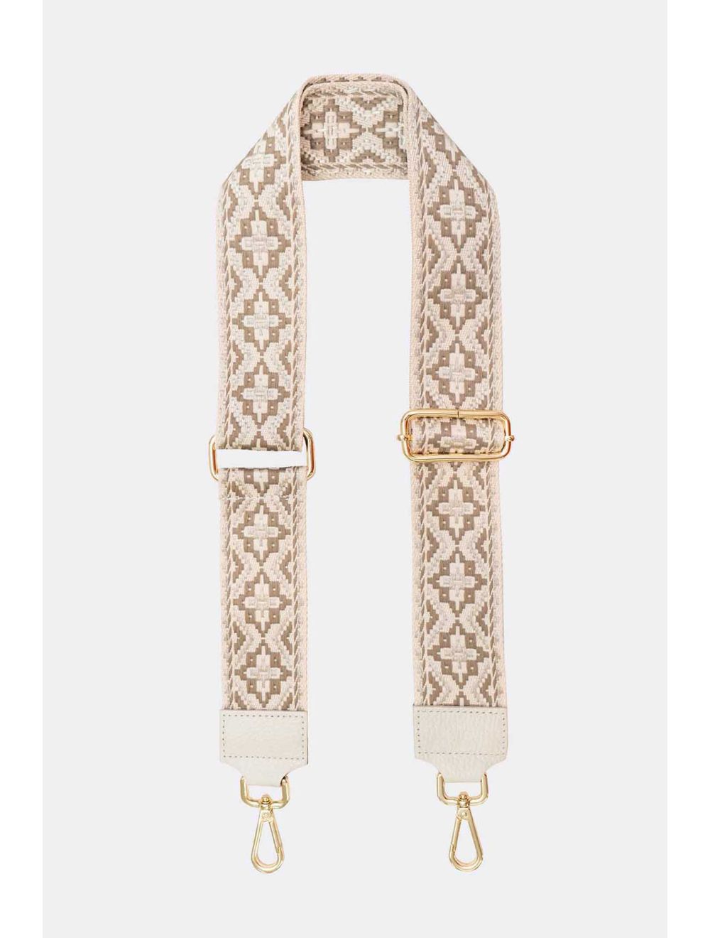 Tom&eva Sangle Bandoulière En Toile Coton Garnie En Cuir Vachette Grainé-CLOTHILDE 9000-BEIGE/TAUPE