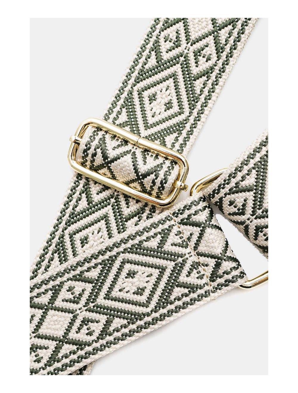 Tom&eva Sangle Bandoulière En Toile Coton Garnie En Cuir Vachette Grainé-9007-KAKI