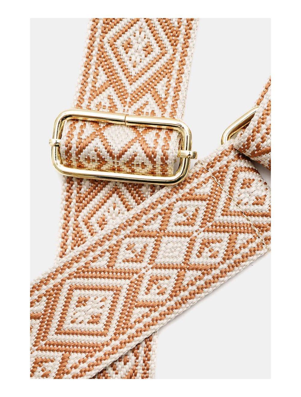 Tom&eva Sangle Bandoulière En Toile Coton Garnie En Cuir Vachette Grainé-9007-CAMEL